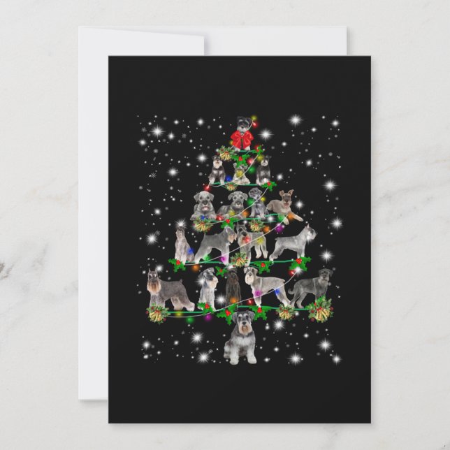 Schnauzer Christmas Tree Covered By Flashlight Thank You Card (Front)