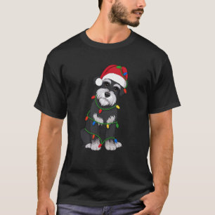 Schnauzer Christmas Tree Lights Holiday Dog Lover T-Shirt