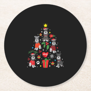 Schnauzer Christmas Tree Ornament Funny Pet Dog Round Paper Coaster