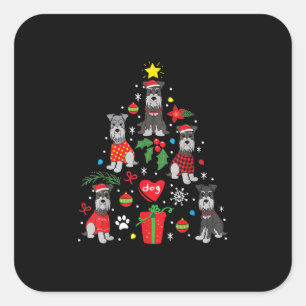 Schnauzer Christmas Tree Ornament Funny Pet Dog Square Sticker