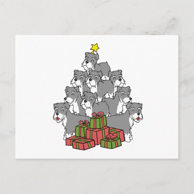 Schnauzer Christmas Tree Postcard (Front)