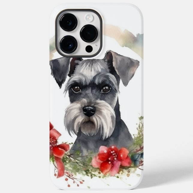 Schnauzer Christmas Wreath Festive Pup Case-Mate iPhone Case (Back)