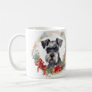 Schnauzer Christmas Wreath Festive Pup Coffee Mug