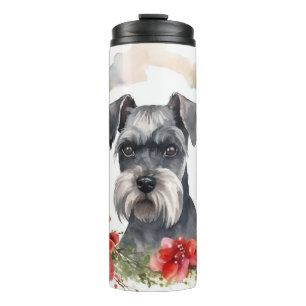 Schnauzer Christmas Wreath Festive Pup Thermal Tumbler