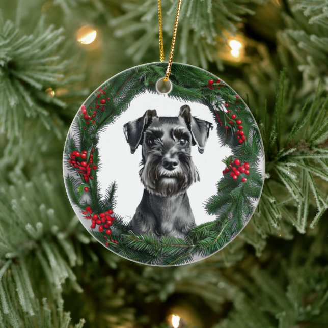 Schnauzer Christmas Wreath Ornament (Tree)