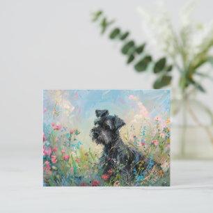 Schnauzer Colourful Wildflowers Postcard