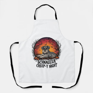 Schnauzer Creep Night Halloween Pumpkins Bats_1 Apron