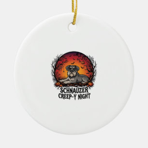 Schnauzer Creep Night Halloween Pumpkins Bats_1 Ceramic Tree Decoration