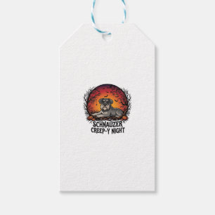 Schnauzer Creep Night Halloween Pumpkins Bats_1 Gift Tags