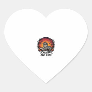 Schnauzer Creep Night Halloween Pumpkins Bats_1 Heart Sticker