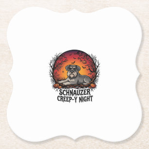 Schnauzer Creep Night Halloween Pumpkins Bats_1 Paper Coaster