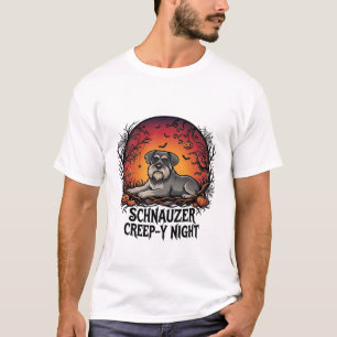 Schnauzer Creep Night Halloween Pumpkins Bats_1 T-Shirt