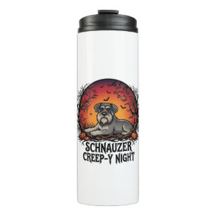 Schnauzer Creep Night Halloween Pumpkins Bats_1 Thermal Tumbler