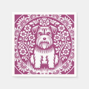 Schnauzer Custom Colour Victorian Floral Napkin