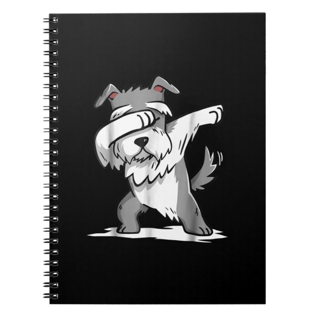 Schnauzer Cute Dabbing Funny Dab Dance Gift Notebook (Front)