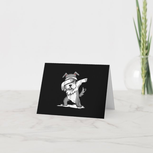 Schnauzer Cute Dabbing Funny Dab Dance Gift Thank You Card (Front)