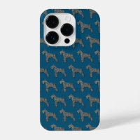 Schnauzer Cute Dog Silhouette Grid Blue