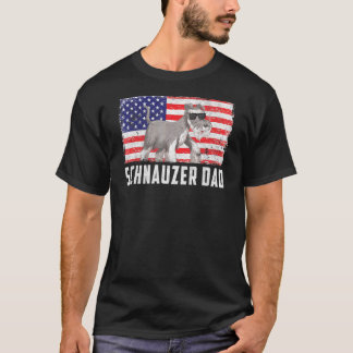 Schnauzer Dad American Flag 4th Of July Independen T-Shirt
