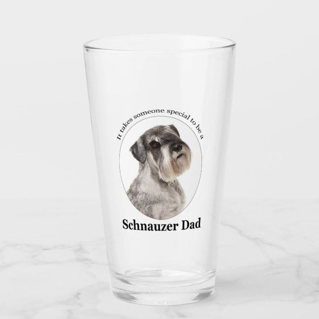 Schnauzer Dad Glass Tumbler (Front)