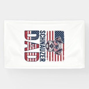 Schnauzer Dad Patriotic Vintage Dog Banner