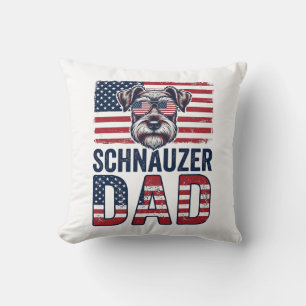 Schnauzer Dad Patriotic Vintage Dog Cushion