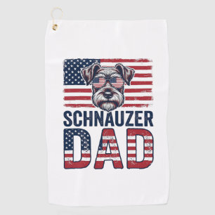 Schnauzer Dad Patriotic Vintage Dog Golf Towel