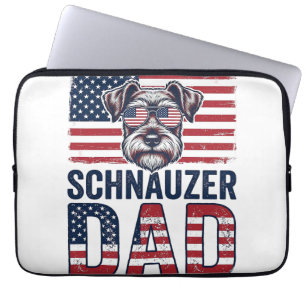 Schnauzer Dad Patriotic Vintage Dog Laptop Sleeve