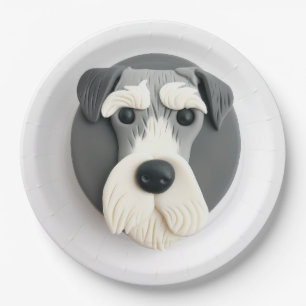 Schnauzer Dog 3D Inspired  Paper Plate