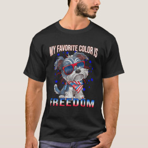Schnauzer Dog American Flag Patriotic 4th Of July T-Shirt