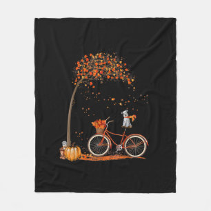 Schnauzer Dog And Pumpkins Bicycle Autumn Leaf Fleece Blanket