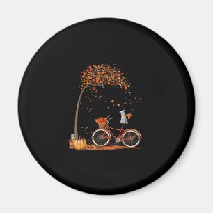 Schnauzer Dog and Pumpkins Bicycle Autumn Leaf Magnet