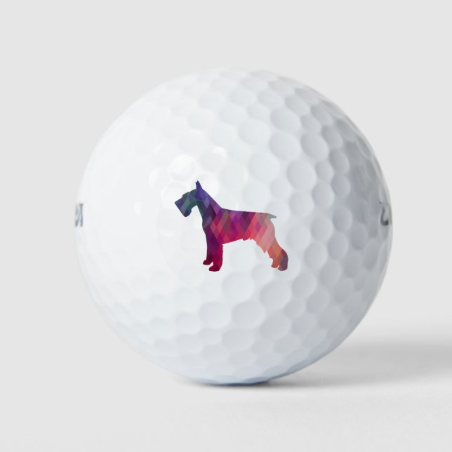 Schnauzer Dog Breed Geo Silhouette Purple Golf Balls (Front)