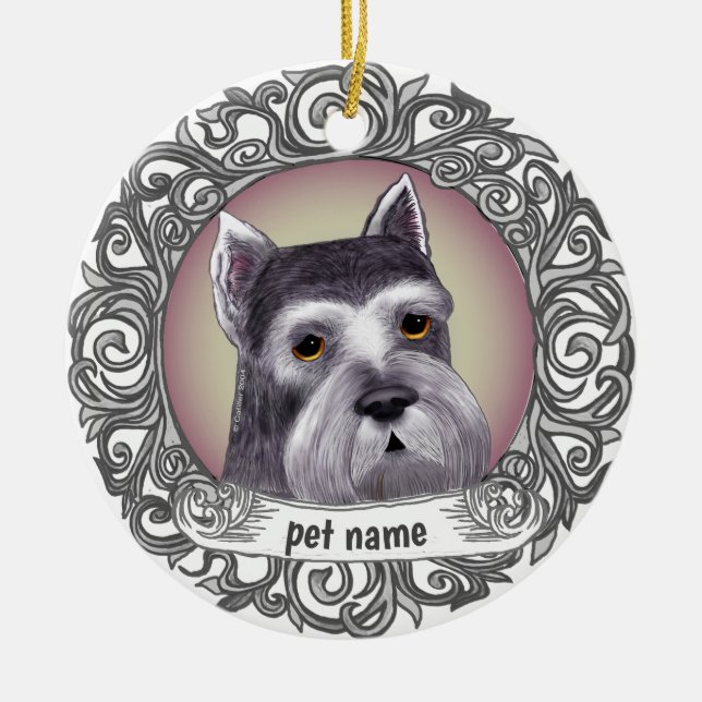 Schnauzer Dog Ceramic Tree Decoration (Front)
