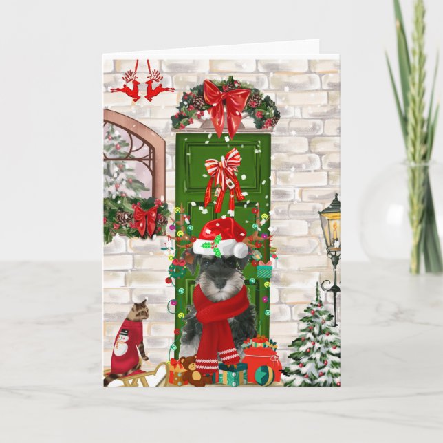 Schnauzer Dog Christmas  Card (Front)