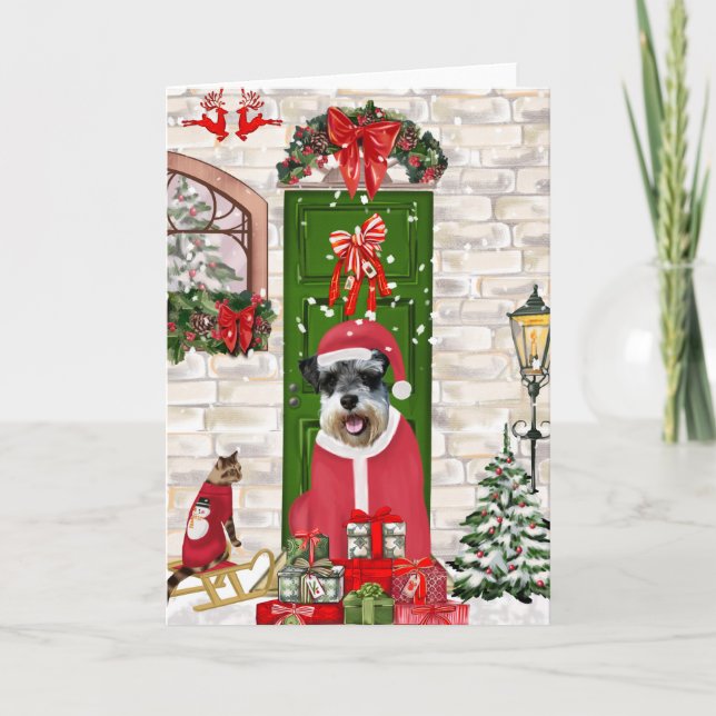 Schnauzer Dog Christmas Card (Front)