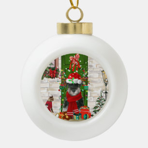 Schnauzer Dog Christmas Ceramic Ball Christmas Ornament