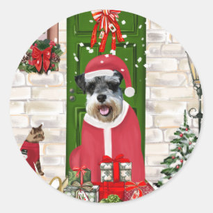 Schnauzer Dog Christmas Classic Round Sticker