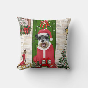Schnauzer Dog Christmas Cushion