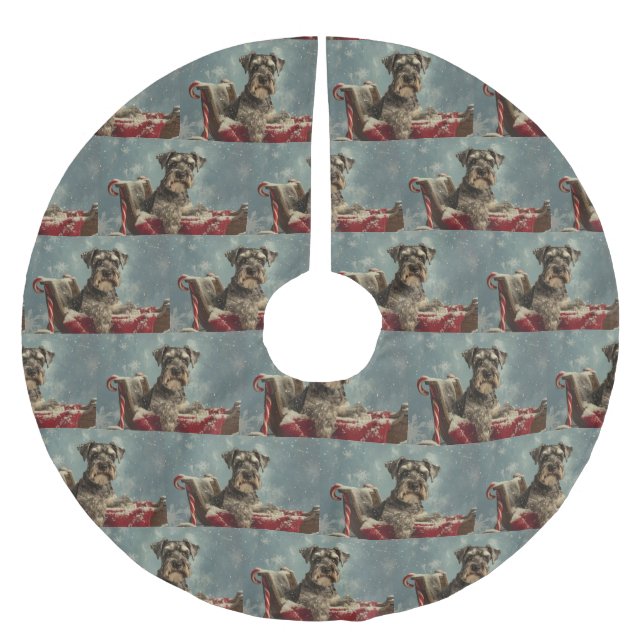 Schnauzer Dog Christmas Festive Brushed Polyester Tree Skirt (Front)