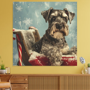 Schnauzer Dog Christmas Festive Canvas Print