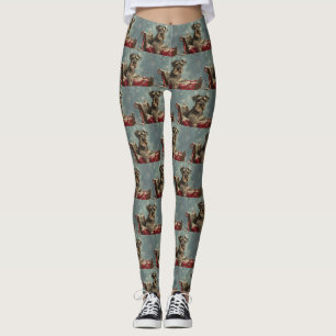 Schnauzer Dog Christmas Festive Leggings