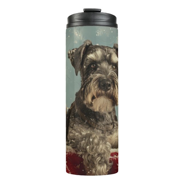 Schnauzer Dog Christmas Festive Thermal Tumbler (Front)
