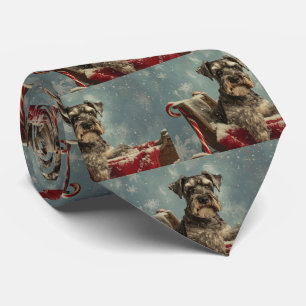 Schnauzer Dog Christmas Festive Tie