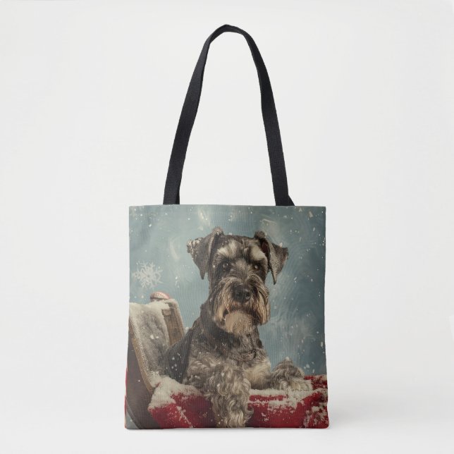 Schnauzer Dog Christmas Festive Tote Bag (Front)