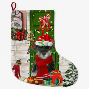 Schnauzer Dog Christmas  Large Christmas Stocking
