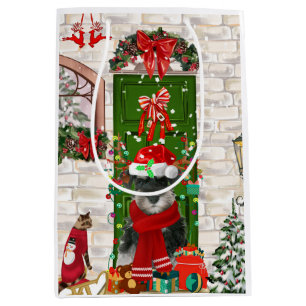 Schnauzer Dog Christmas  Medium Gift Bag