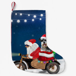 Schnauzer Dog Christmas Santa Claus  Small Christmas Stocking