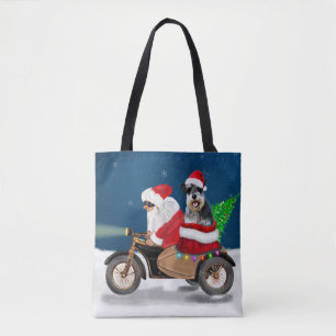 Schnauzer Dog Christmas Santa Claus Tote Bag