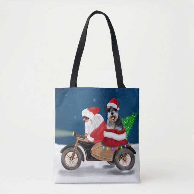 Schnauzer Dog Christmas Santa Claus   Tote Bag (Front)