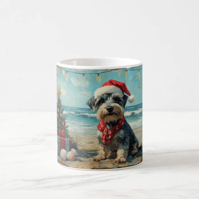 Schnauzer Dog Christmas Vintage Beach Coffee Mug (Center)
